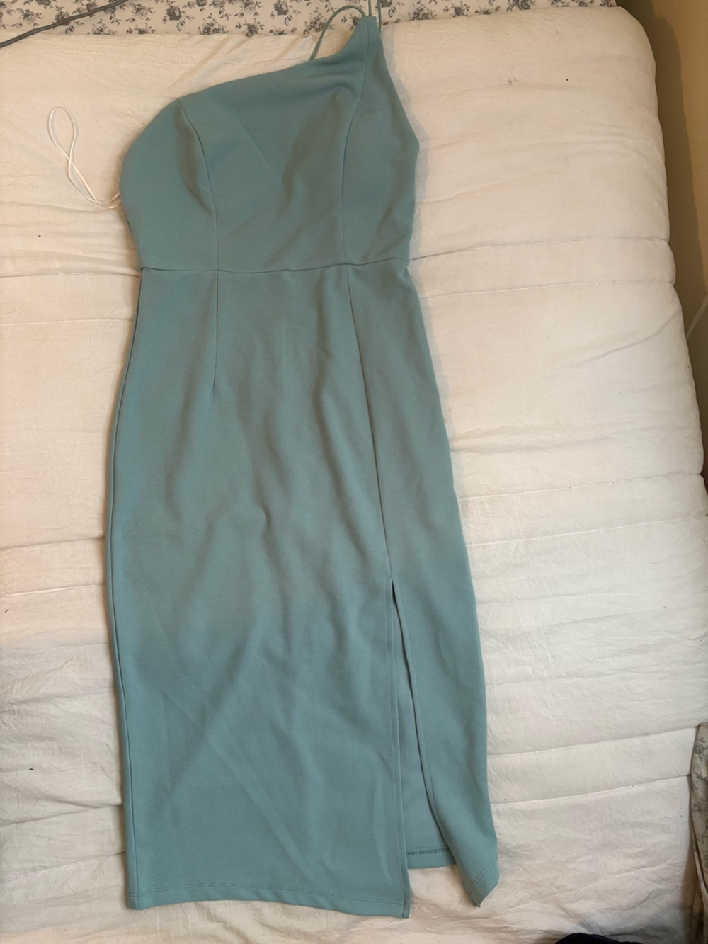 Hello Molly One-Shoulder Midi Dress in Light Blue
